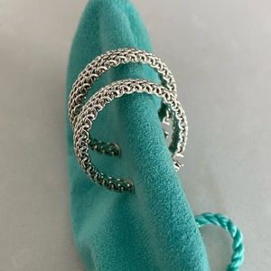 Authentic Tiffany & Co. Sterling silver mesh hoop earrings